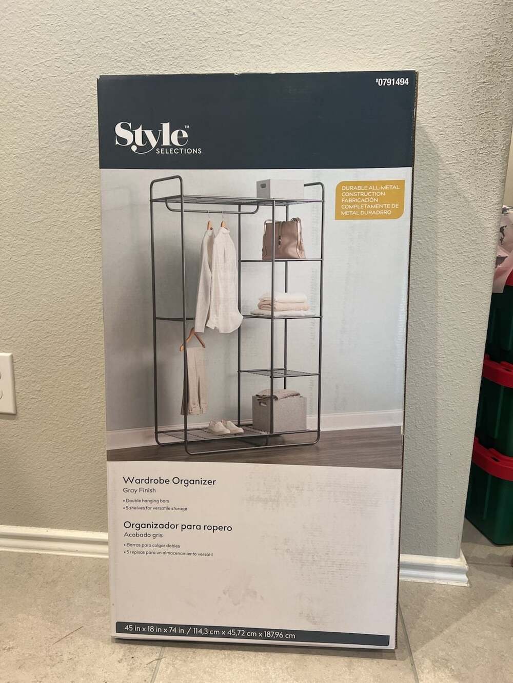 Style Selections Wardrobe Organizer Gray Finish 45 in x 18 in x 74 in